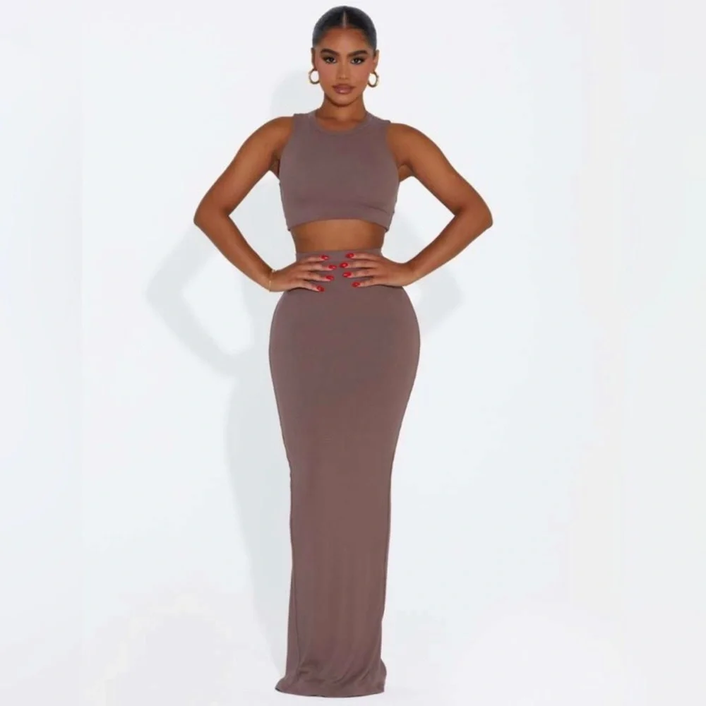 Naked Wardrobe Ribbed Vibes Skirt Set